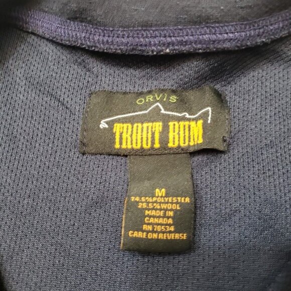 Orvis Sweatshirt Mens Medium Black Quarter Zip Trout Bum Long Sleeve Branded - Picture 4 of 5